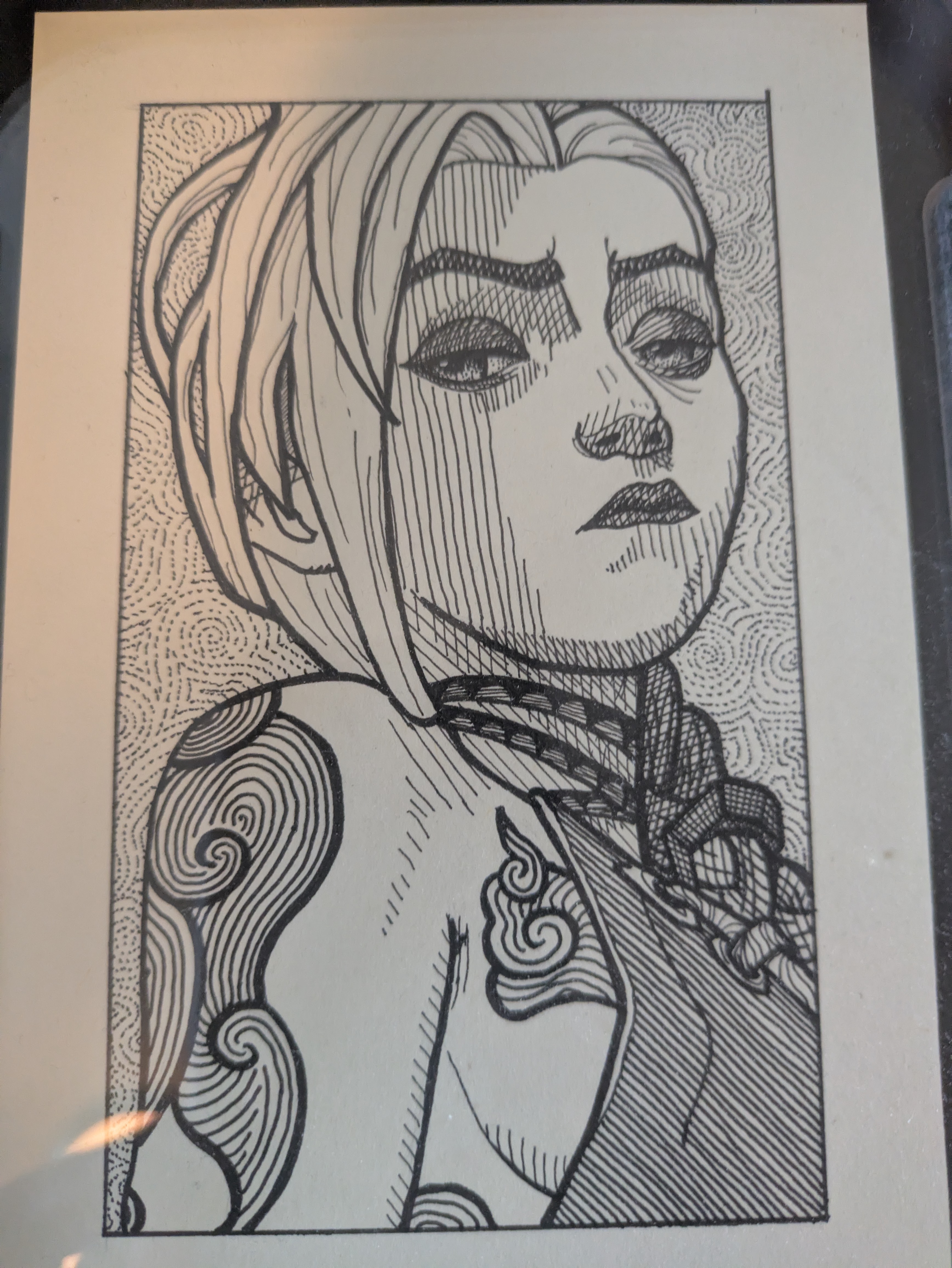 Rufio's henna artwork of Jinx from arcane looking unimpressed